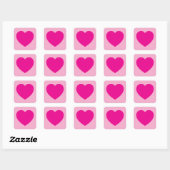 Hete Roze Valentijnse Hart Vierkante Sticker (Vel)