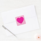 Hete Roze Valentijnse Hart Vierkante Sticker (Envelop)