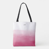 Hete Roze Waterverf Ombre Modern Monogram Tote Bag (Achterkant)