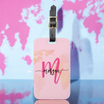 Hete Roze Wereld Reiziger Kaart Monogram Naam Bagagelabel<br><div class="desc">Reis in stijl met onze Hot Pink World Traveler Map Monogram Naam Bagagelabel! Dit label heeft een levendig roze ontwerp en een wereldkaart achtergrond en is gepersonaliseerd met jouw naam en monogram in een chique lettertype. Ideaal om uw bagage snel en gemakkelijk te identificeren, het combineert mode met functie. Gemaakt...</div>