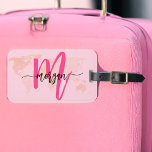 Hete Roze Wereld Reiziger Kaart Monogram Naam Bagagelabel<br><div class="desc">Reis in stijl met onze Hot Pink World Traveler Map Monogram Naam Bagagelabel! Dit label heeft een levendig roze ontwerp en een wereldkaart achtergrond en is gepersonaliseerd met jouw naam en monogram in een chique lettertype. Ideaal om uw bagage snel en gemakkelijk te identificeren, het combineert mode met functie. Gemaakt...</div>