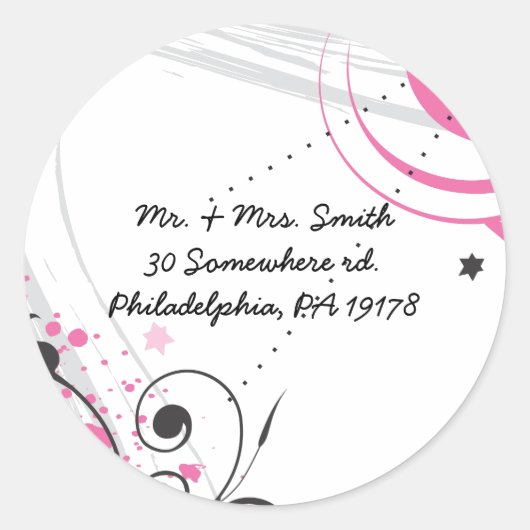 HETE ROZE WERVELINGEN & STERREN Sticker Label Seal (Voorkant)