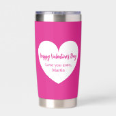 Hete roze witte hart Valentijnsdag Geïsoleerde Drinkbeker (Achterkant)