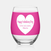 Hete roze witte hart Valentijnsdag Wijnglas Zonder Voet (Achterkant)