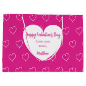 Hete roze witte harten foto Valentijnsdag Groot Cadeauzakje (Achterkant)