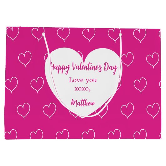 Hete roze witte harten foto Valentijnsdag Groot Cadeauzakje (Achterkant)