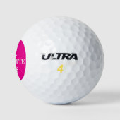 Hete roze witte monogram naam golfballen (Logo)