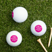 Hete roze witte monogram naam golfballen (Insitu Gras)