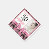 Hete roze witte zwarte damask 50ste Verjaardag ser Servet (Hoek)