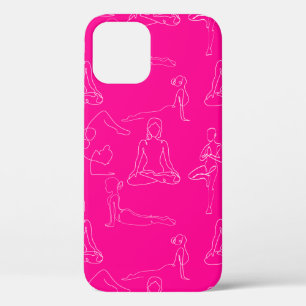hete roze yoga posities lijntekeningen Case-Mate iPhone case