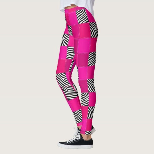Hete Roze Zebraprint Patchwork Leggings (Links)