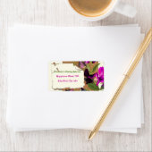  hete roze zoete erwtenbloemen trouwlabel etiket (Insitu)