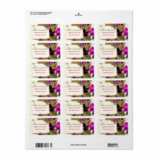  hete roze zoete erwtenbloemen trouwlabel etiket (Full Sheet)