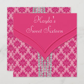 Hete Roze Zoete Partij 16 van het Damast Kaart (Voorkant / Achterkant)