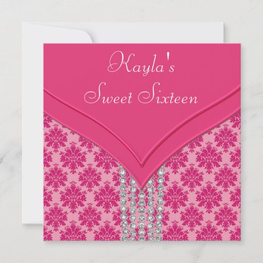 Hete Roze Zoete Partij 16 van het Damast Kaart (Voorkant)