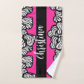 Hete roze zwart-witte zebra patroon hartnaam handdoek (Handdoek)