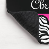 Hete roze zwart-witte zebra patroon hartnaam muismat (Hoek)