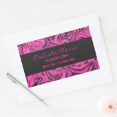 Hete Roze & Zwarte Vloeibare Swirlz Rechthoekige Sticker (Envelop)