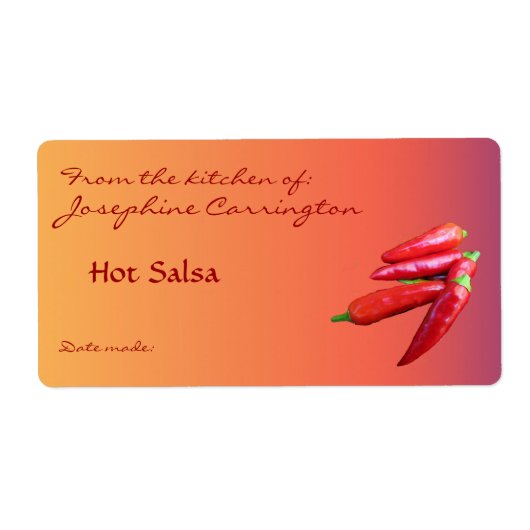 Hete Salsa-Inbliketiketten Etiket (Voorkant)