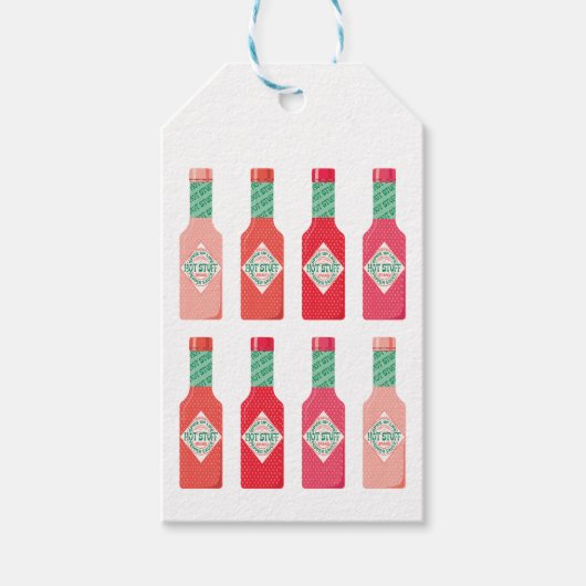 Hete Saus Flessen Heet Spicy Stuff Gift Cadeaulabel (Voorkant)