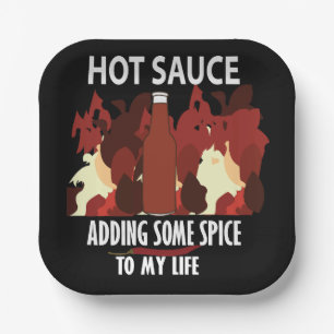Hete saus ketchup vuur rode chili peper feest papieren bordje