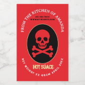 Hete saus met schedel op etiket (Enkel label)