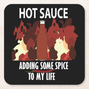 Hete Sauses Ketchup Vuur Rode Chilipeper Kartonnen Onderzetters