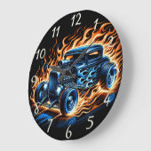 hete staaf racen langs een vurig spoor grote klok (Hoek)