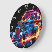 Hete staven racen door een vurig landschap in de s grote klok (Hoek)