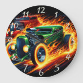  hete staven racen door vlammen bij schemering grote klok (Voorkant)