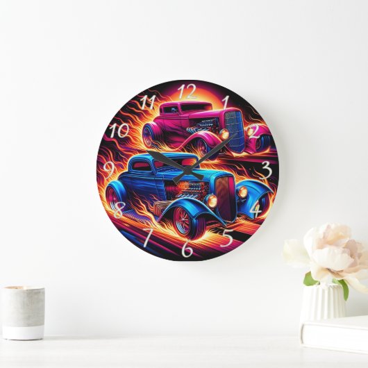  hete staven racen onder een vurige zonsondergang grote klok (Huis)