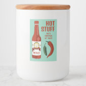 HETE STUFF Pittige Hete Saus Jalapeños Chili's Voedselcontainer Etiket (Voorkant)