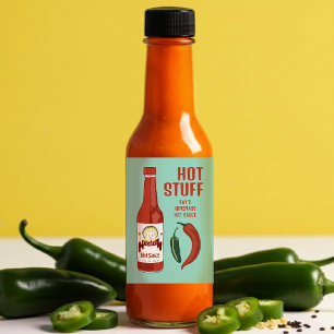HETE STUFF Pittige Hete Saus Jalapeños Chili's Voedselcontainer Etiket
