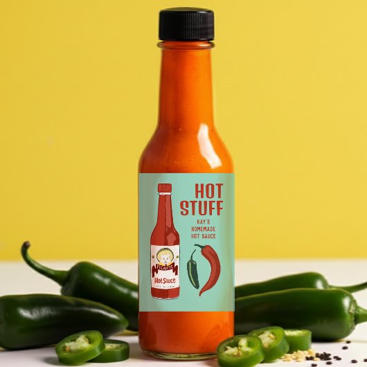 HETE STUFF Pittige Hete Saus Jalapeños Chili's Voedselcontainer Etiket