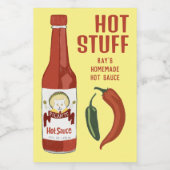 HETE STUFF Pittige Hete Saus Jalapeños Chili's Voedselcontainer Etiket (Enkel label)