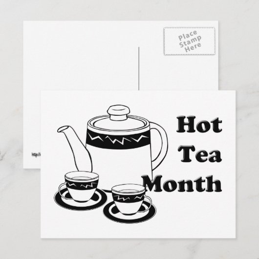 Hete Thee - Theepot en Theebekers Briefkaart (Voorkant / Achterkant)