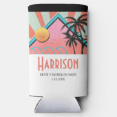 Hete Tropische Strand Bachelorfeest Seltzer Blikjeskoeler (Achterkant)