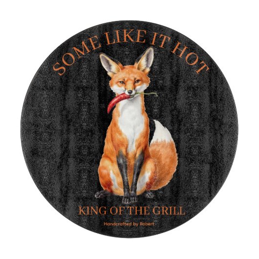 Hete Vos Custom Grilling BBQ Houten Kunstbord Snijplank (Voorkant)