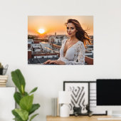 Hete vrouw op dak poster (Thuiskantoor)