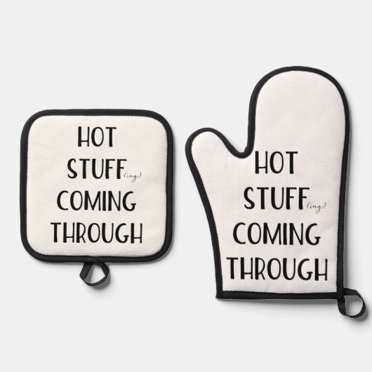 Hete vulling komt door grappige Thanksgiving Ovenwant & Pannenlap Set (Voorkant)