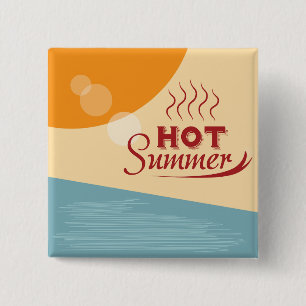 Hete Zomer Vintage Retro Vibes Vierkante Button 5,1 Cm