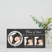 Hete zwarte afstudeeraankondiging foto kaart (Staand voorkant)