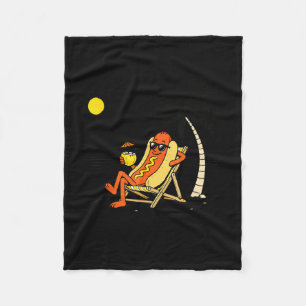Hetehond paradijs grappige hotdog cartoon strand fleece deken
