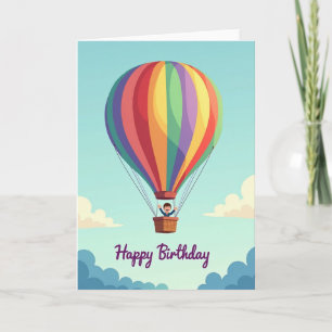 Hetekaart met hete luchtballon voor verjaardag kaart