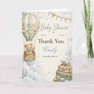 Hetekeurbal Teddybeer Baby Borrel Bedankkaart