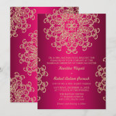 HETEL ROZE EN GOUD INDIASE STIJL TROUWKAART KAART (Voorkant / Achterkant)