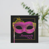 Hetelingsroze Maskerade Feest Kaart (Staand voorkant)