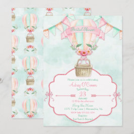 Heteluchtballon Aquarel Roze Mint Perzik Kaart