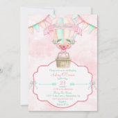 Heteluchtballon Aquarel Roze Mint Perzik Kaart (Voorkant)