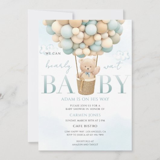 Heteluchtballon Baby Shower Kaart (Voorkant)